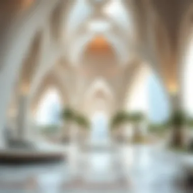 Close-up of the architectural details of Burj Park's innovative design