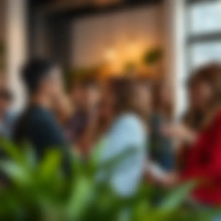 A diverse group of individuals engaged in a community event within a coliving setting