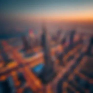 Aerial View of Dubai's Skyline Aerial view of Dubai's skyline showcasing land development projects