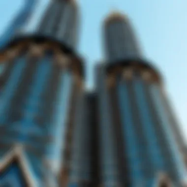 Intricate Facade of Etihad Towers Close-up of the intricate facade of Etihad Towers