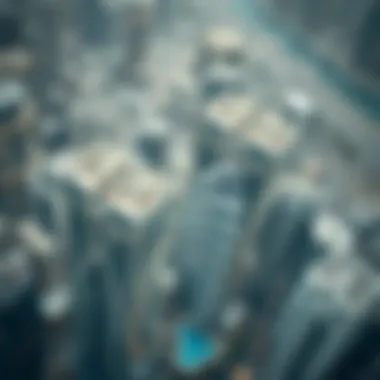 Aerial perspective showcasing Sky Towers amidst other iconic buildings