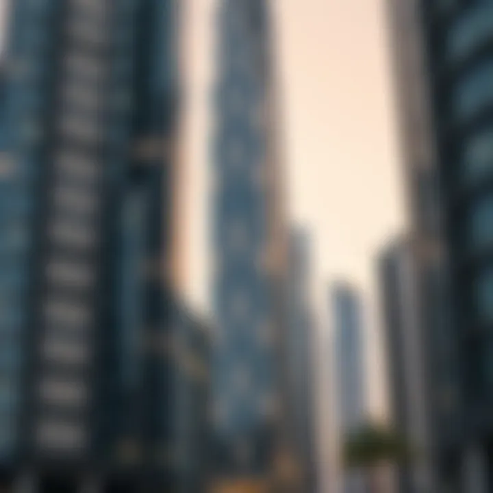 Intricate design patterns on the façade of Sky Towers