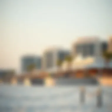 A close-up of the beachside amenities and luxurious facilities near Marina JBR Beach.