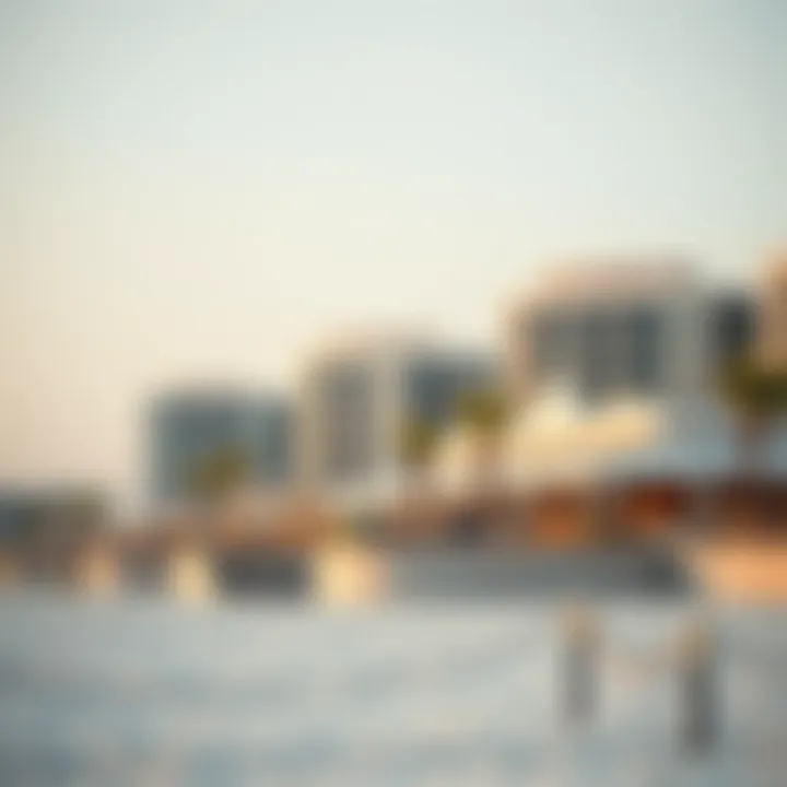 A close-up of the beachside amenities and luxurious facilities near Marina JBR Beach.