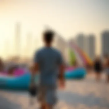 Visitors enjoying various recreational activities at Marina JBR Beach.