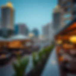A panoramic view of Jumeirah Beach Residence showcasing its vibrant dining scene