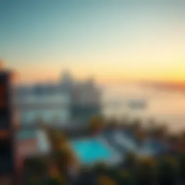 Panoramic view from SoHo Palm Dubai highlighting the city skyline
