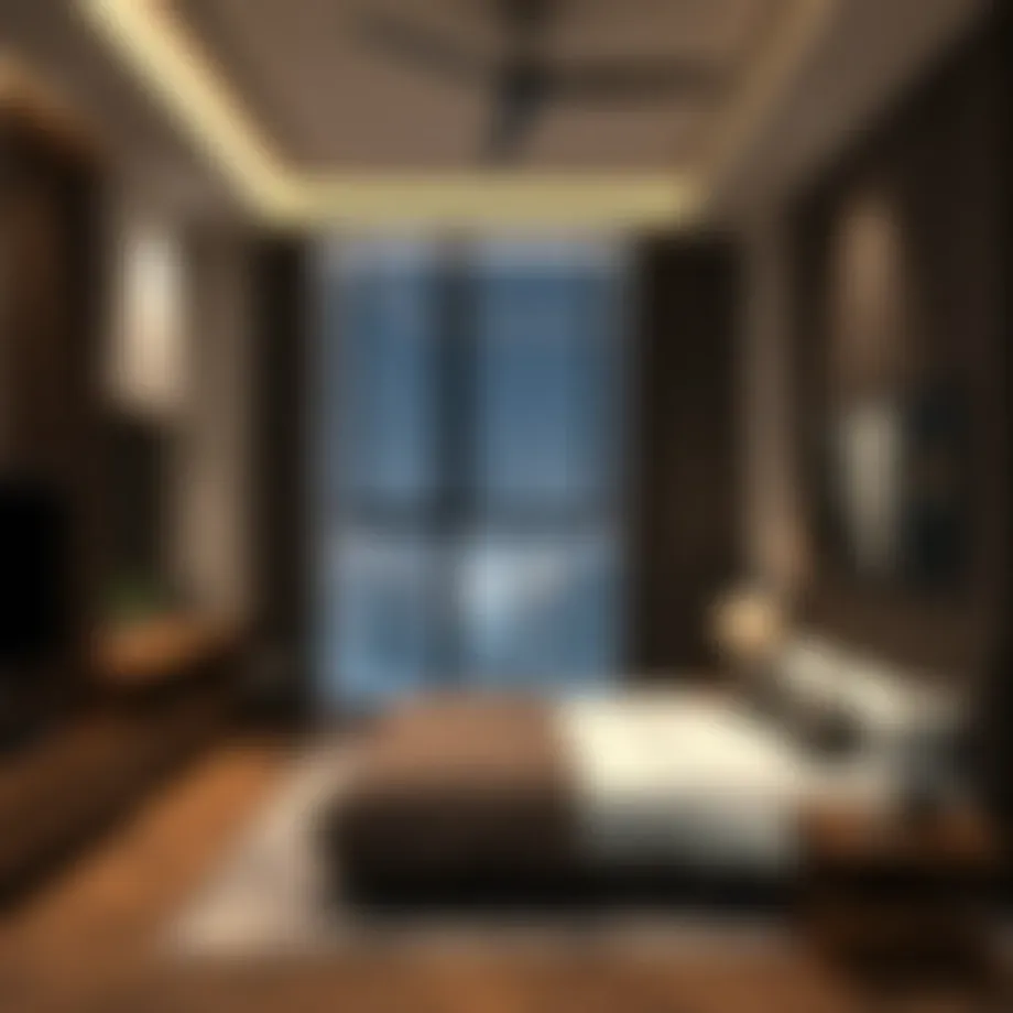 Luxurious studio apartment interior showcasing modern design