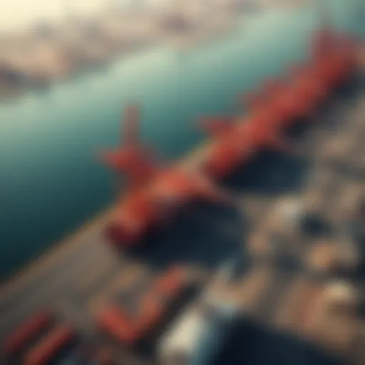 Aerial view of Jebel Ali Port showcasing container ships and cranes